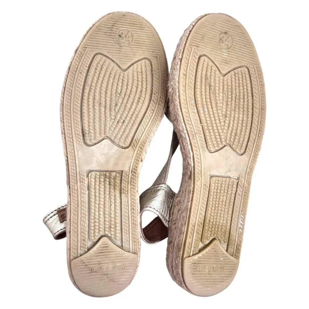 Toni Pons Eli-P Girl's Espadrille Sandals in Metallic Gold Slingbacks Size 2.5